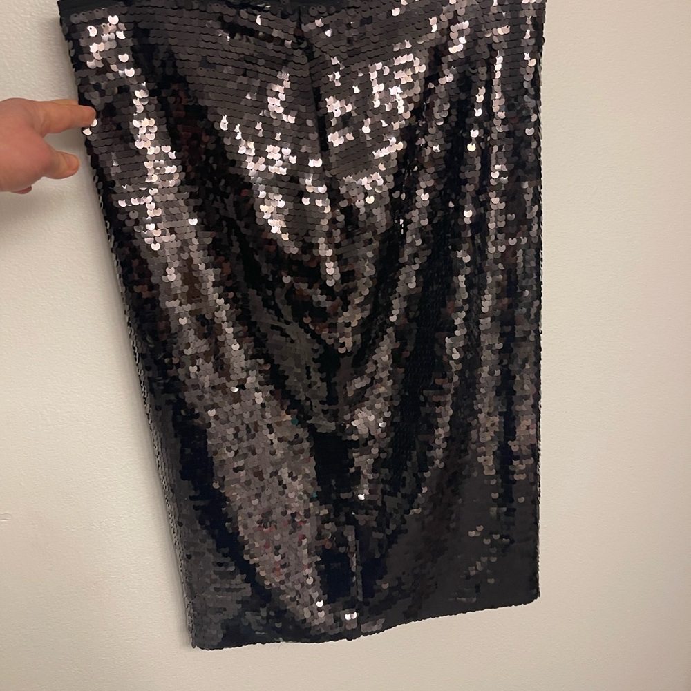H&M Black Sequin Midi Pencil Skirt